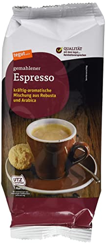 tegut... Espresso gemahlen, Robusta und Arabica,kräftig, 1 x 250 g von tegut…