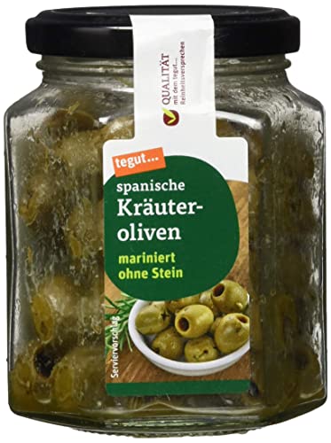 tegut... Kräuteroliven mariniert ohne Stein, 6er Pack (6 x 110 g) von tegut…