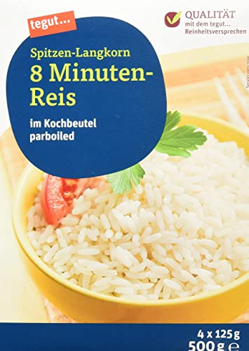 tegut... Parboiled Spitzen-Langkorn 8 Minuten-Reis im Kochbeutel, 4 Beutel - 1 x 500 g von tegut…