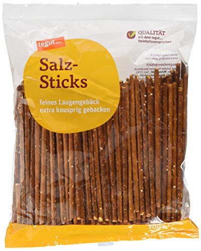 tegut… Reinheitsversprechen Salz-Sticks - mit Meersalz - extra knusprig gebacken, 1er Pack (1 x 200 g), 230977 von tegut…