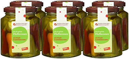 tegut... Rote & grüne Pfefferonen mit Frisch-Schafskäsecreme, 6er Pack (6 x 260 g) von tegut…