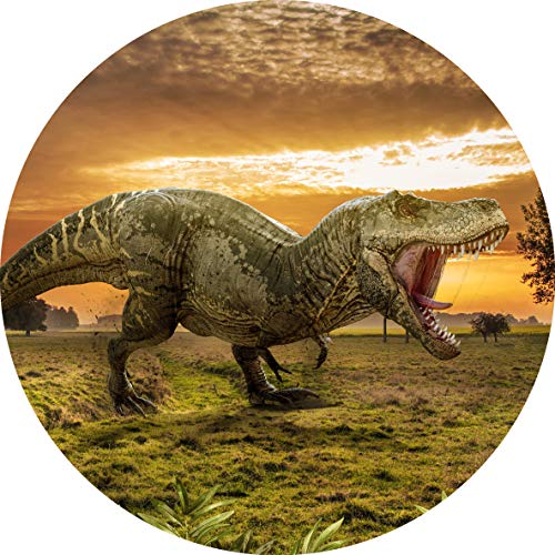 Essbarer Tortenaufleger Dinosaurier // Kuchendekoration T-Rex auf der Wiese // 20cm (Zuckerpapier) von tolle-tortenaufleger