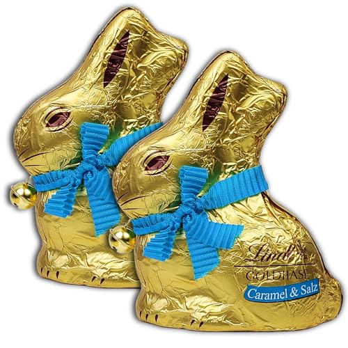 2 er Pack Lindt Osterhase Hasen Goldhase Caramel & Salz 2 x 100g von topDeal