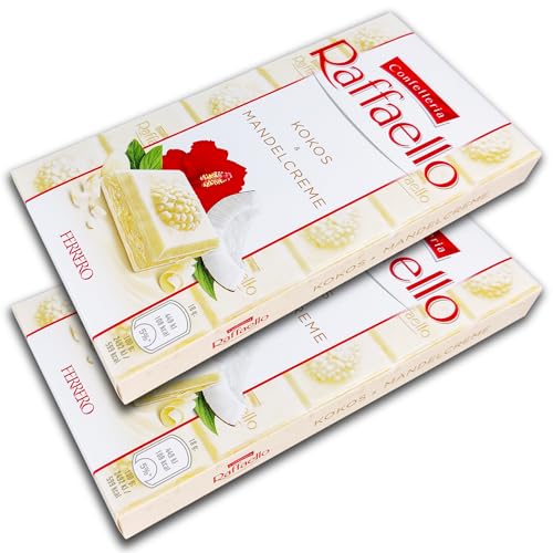 2 er Pack Raffaello Tafel 2x 90g weiße Schokolade mit Mandel-Kokoscreme-Füllung von topDeal