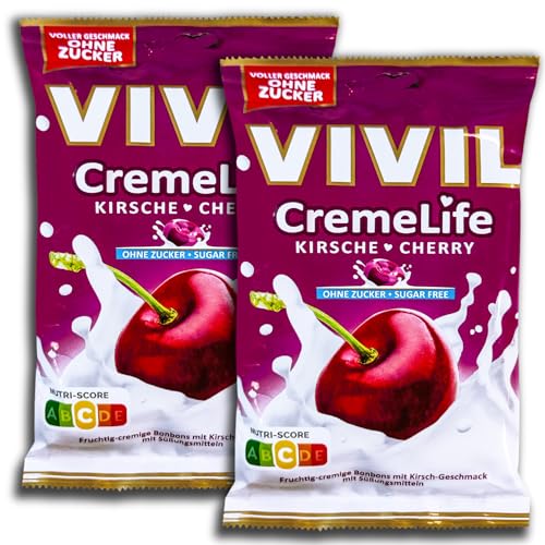 2 er Pack Vivil CremeLife Kirsche ohne Zucker 2x 110g f ruchtig-cremige Kirsch-Bonbons von topDeal