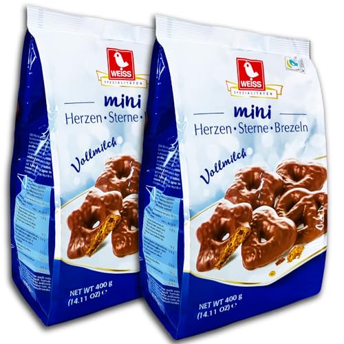 2 er Pack Weiss Vollmilch Lebkuchen Herzen Sterne Brezeln 2 x 400g von topDeal