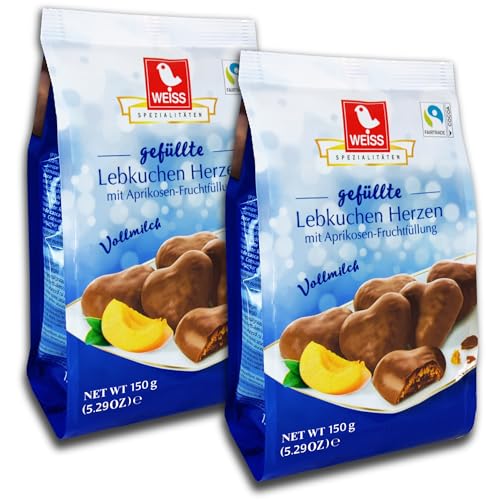 2 er Pack Weiss Vollmilch Lebkuchen Herzen gefüllt 2x 150 g von topDeal