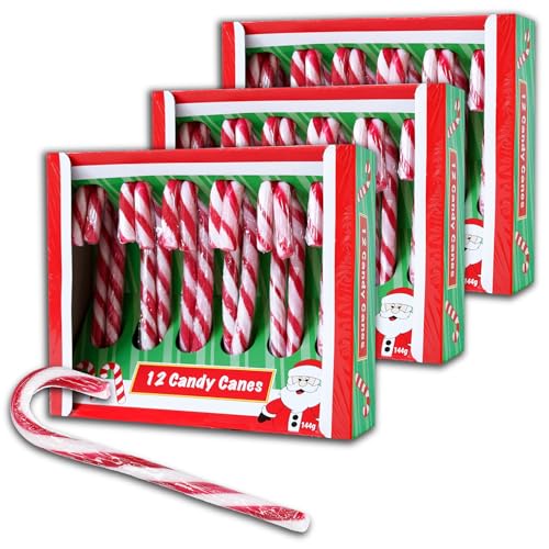 3 er Pack Becky's Candy Canes Zuckerstangen 12cm rot-weiß 3 x 12er (23x 144g) von topDeal