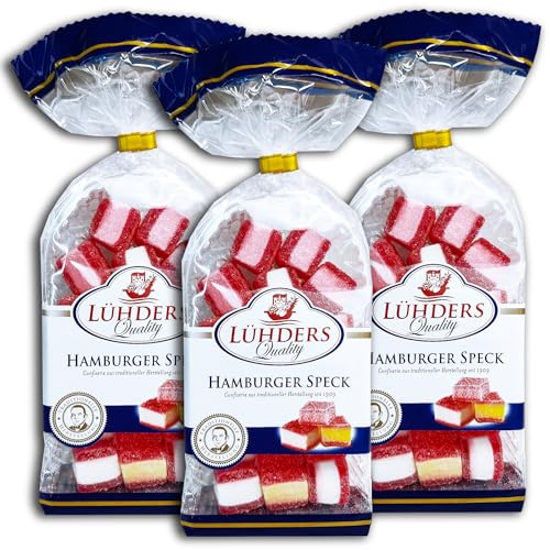 3 er Pack Lühders Hamburger Speck 3 x 175g gezuckerte Schaumzucker-Stücke von topDeal