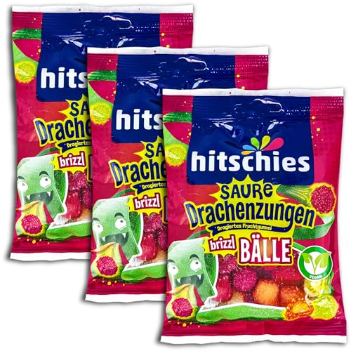 3 er Pack hitschies Saure Drachenzungen brizzl Bälle 3 x 100g von topDeal