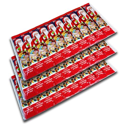 3 x 10 er Pack Weihnachtsmänner am Stiel -Weihnachtsmann-Lollis aus Vollmilchschokolade von topDeal