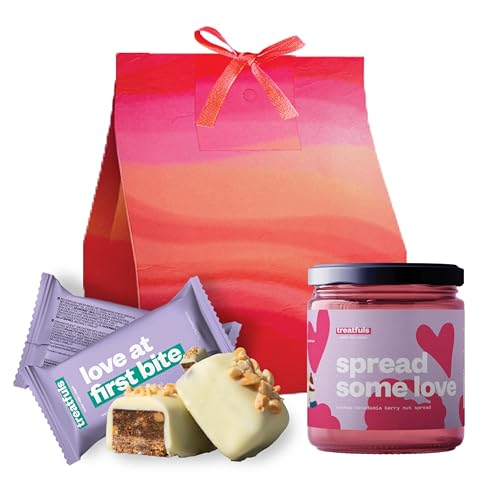 treatfuls Geschenkset aus weißen Schoko Riegel + Nussbutter Aufstrich - vegan - 100% natürliche Zutaten - glutenfrei - vegane Süßigkeiten von treatfuls