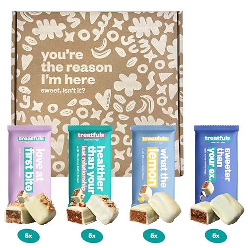 treatfuls white choc bundle - vegane weiße Schoko-Riegel - Mixbox - aus Datteln und Nüssen - vegan - 100% Natürlich & Fairtrade - glutenfrei - 20 x 40g von treatfuls