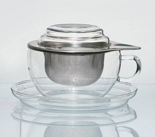 Kräuterteetasse mit Edelsathlsieb und Deckel (4tlg) von Trendglas Jena