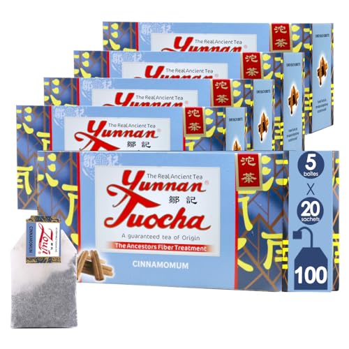 Yunnan Tuocha Zouji Zimt Tuocha Tee - 100 Teebeutel (5er Pack x 20) - 200g - Tee aus China mit Garantierter Herkunft von tuocha