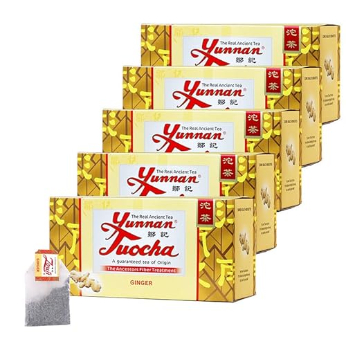 Yunnan Tuocha Zouji Ingwer Tuocha Tee - 100 Teebeutel (5er Pack x 20) - 200g - Tee aus China mit Garantierter Herkunft von tuocha