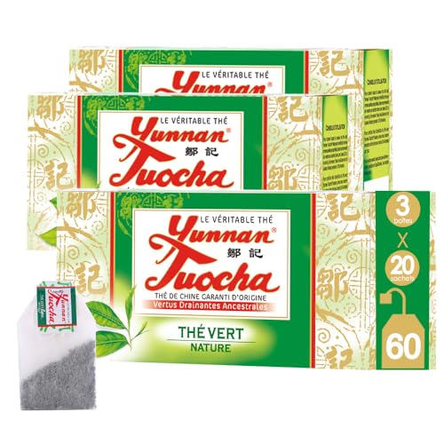 Yunnan Tuocha Zouji Grüner Naturtee - 60 Teebeutel (3er Pack x 20) - 120g - Tee aus China mit Garantierter Herkunft von tuocha