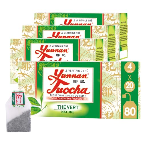 Yunnan Tuocha Zouji Grüner Naturtee - 80 Teebeutel (4er Pack x 20) - 160g - Tee aus China mit Garantierter Herkunft von tuocha