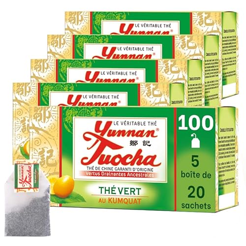 Yunnan Tuocha Zouji Grüntee mit Kumquat - 100 Teebeutel (5er Pack x 20) - 200g - Tee aus China mit Garantierter Herkunft von tuocha