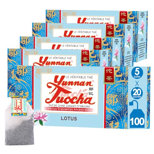 Yunnan Tuocha Zouji Lotus Tuocha Tee - 100 Teebeutel (5er Pack x 20) - 200g - Tee aus China mit Garantierter Herkunft von tuocha