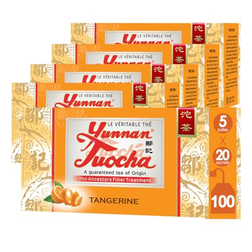 Yunnan Tuocha Zouji - Mandarinen Tuocha Tee - 100 Teebeutel (5er Pack x 20) - 200g - Tee aus China mit Garantierter Herkunft von tuocha