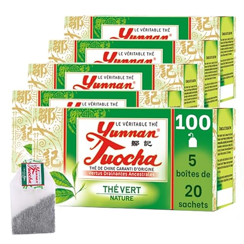 Yunnan Tuocha Zouji Grüner Naturtee - 100 Teebeutel (5er Pack x 20) - 200g - Tee aus China mit Garantierter Herkunft von tuocha