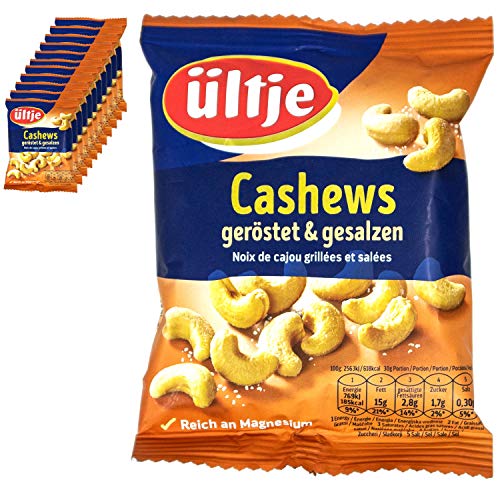 ültje - 12er Pack Cashews geröstet und gesalzen 150 g Packung - Cashewkerne Cashew süßlich mildes Aroma von ültje