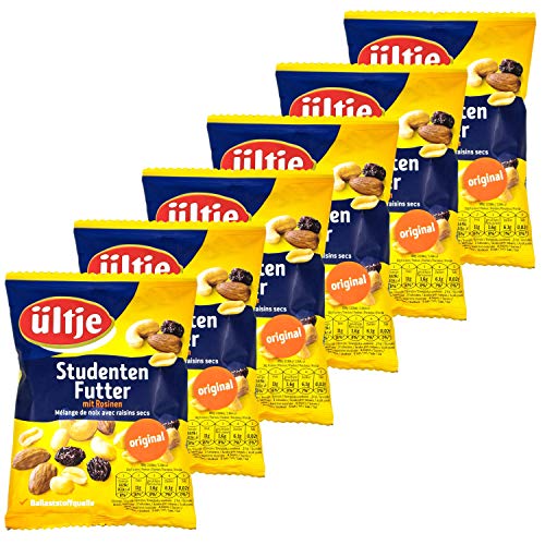 ültje - 6er Pack Studentenfutter Original mit Rosinen 200 g - Mischung aus Erdnüssen, Cashews, Mandeln und Rosinen von ültje