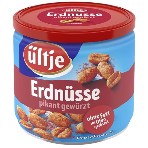 ültje Erdnüsse pikant gewürzt, ohne Fett geröstet, Dose, 24er Pack (24 x 180 g) von ültje