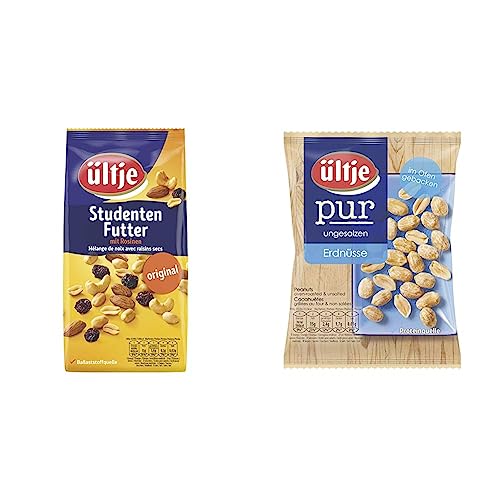 ültje Studentenfutter, original, 1kg & pur Erdnüsse, im Ofen gebacken & ungesalzen, 200g von ültje