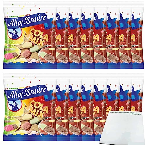 Ahoj Brause Cola Mix Kaubonbon ein buntes Naschvergnügen VPE (16x150g Packung) + usy Block von usy