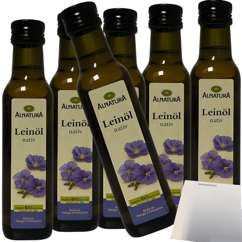 Alnatura Bio Leinöl kaltgepresst 6er Pack (6x250ml Flasche) + usy Block von usy