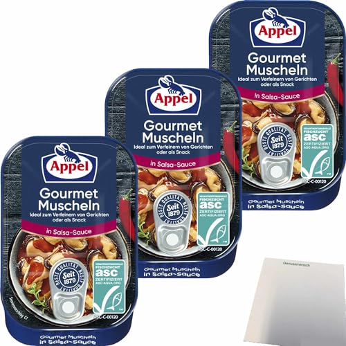 Appel Gourmet Muscheln in Salsa-Sauce 3er Pack (3x100g Dose) + usy Block von usy