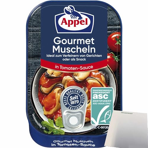 Appel Gourmet Muscheln in Tomaten-Sauce (100g Dose) + usy Block von usy