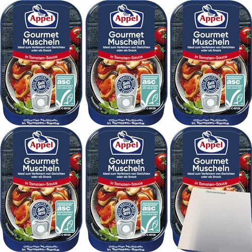 Appel Gourmet Muscheln in Tomaten-Sauce 6er Pack (6x100g Dose) + usy Block von usy