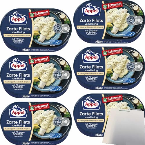 Appel Zarte Filets vom Hering in sahniger Original Schamel Meerrettich-Creme 6er Pack (6x200g Dose) + usy Block von usy