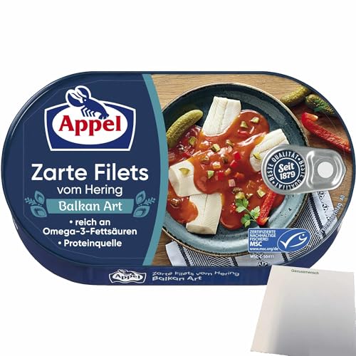 Appel zarte Filets vom Hering Balkan Art (200g Dose) + usy Block von usy