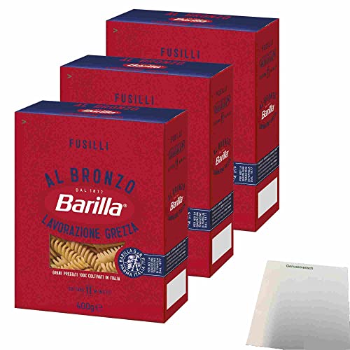 Barilla Al Bronzo Fusilli 3er Pack (3x400g Packung) + usy Block von usy