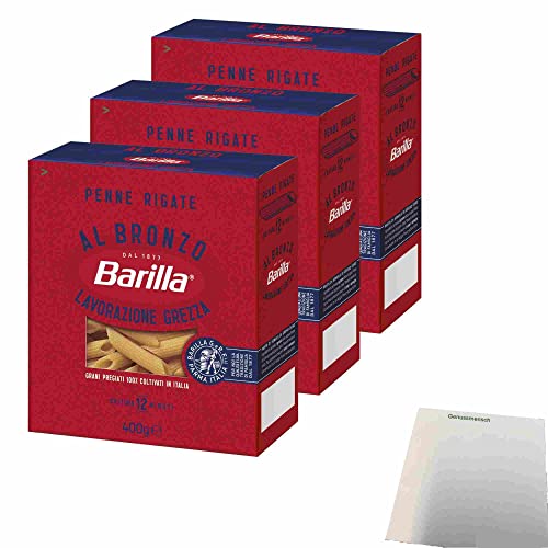 Barilla Al Bronzo Penne Rigate 3er Pack (3x400g Packung) + usy Block von usy