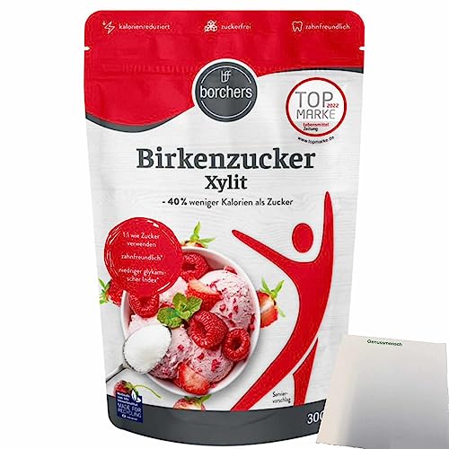 Borchers Birkenzucker Xylit 40% weniger Kalorien als Zucker (300g Packung) + usy Block von usy