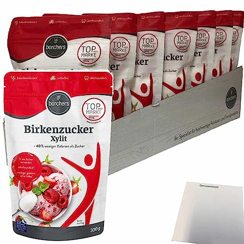 Borchers Birkenzucker Xylit 40% weniger Kalorien als Zucker 8er Pack (8x300g Packung) + usy Block von usy