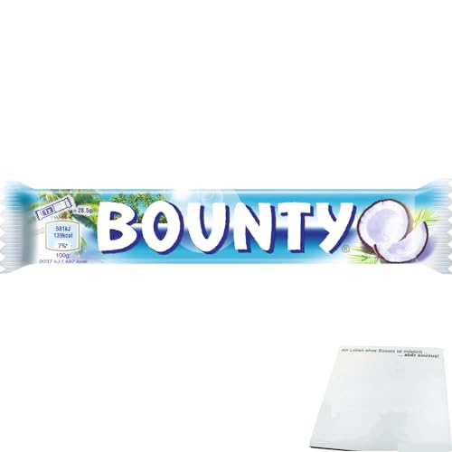 Bounty Einzelriegel Gefüllte Milchschokolade mit saftigem weissem Kokosmark (57g Riegel) + usy Block von usy