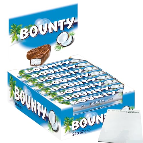 Bounty Einzelriegel Gefüllte Milchschokolade mit saftigem weissem Kokosmark VPE (24x57g Riegel) + usy Block von usy