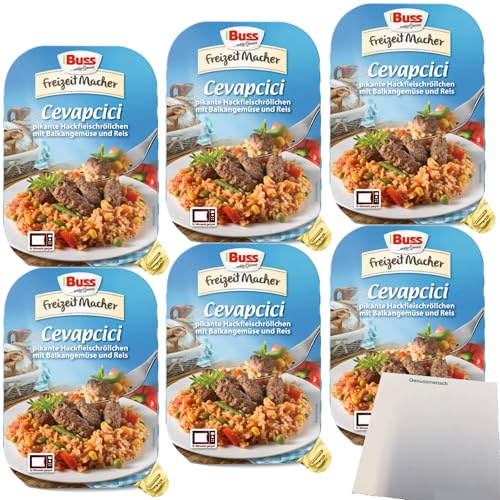 Buss Cevapcici Pikante Hackfleischröllchen mit Balkangemüse und Reis Fertiggericht 6er Pack (6x300g Packung) + usy Block von usy