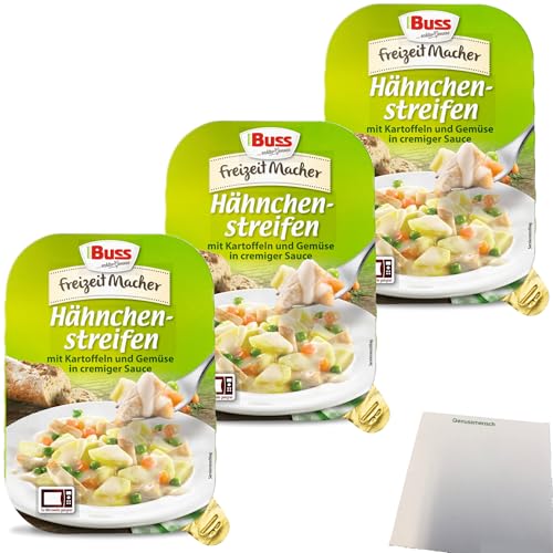 Buss Hähnchenstreifen in cremiger Sauce mit Kartoffeln und feinem Gemüse 3er Pack (3x300g Packung) + usy Block von usy