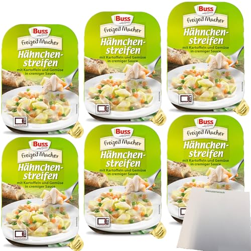 Buss Hähnchenstreifen in cremiger Sauce mit Kartoffeln und feinem Gemüse 6er Pack (6x300g Packung) + usy Block von usy