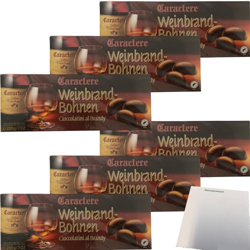 Caractere Weinbrandbohnen Zartbitterschokolade gefüllt mit Weinbrandt 6er Pack (6x200g Packung) + usy Block von usy