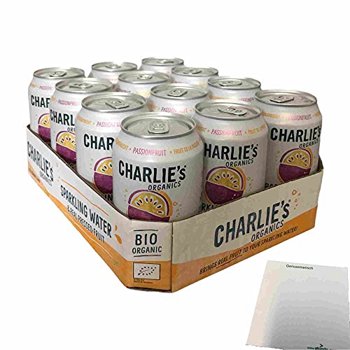Charlie's Organics Sparkling Water Passionfruit (12x330ml Dose NL EINWEG) + usy Block von usy