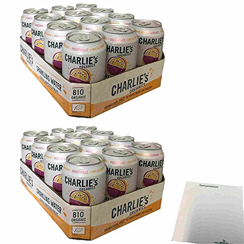 Charlie's Organics Sparkling Water Passionfruit 2er Pack (24x330ml Dose NL EINWEG) + usy Block von usy