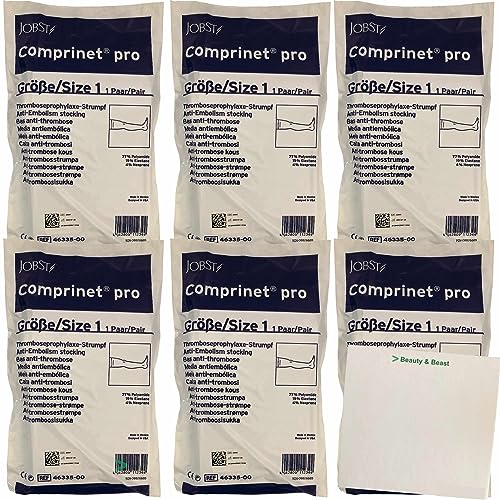 Comprinet Pro Anti-Thrombose Kompressionsstrümpfe oberschenkellang 6er Pack Gr.1 (6x1 Paar) + usy Block von usy